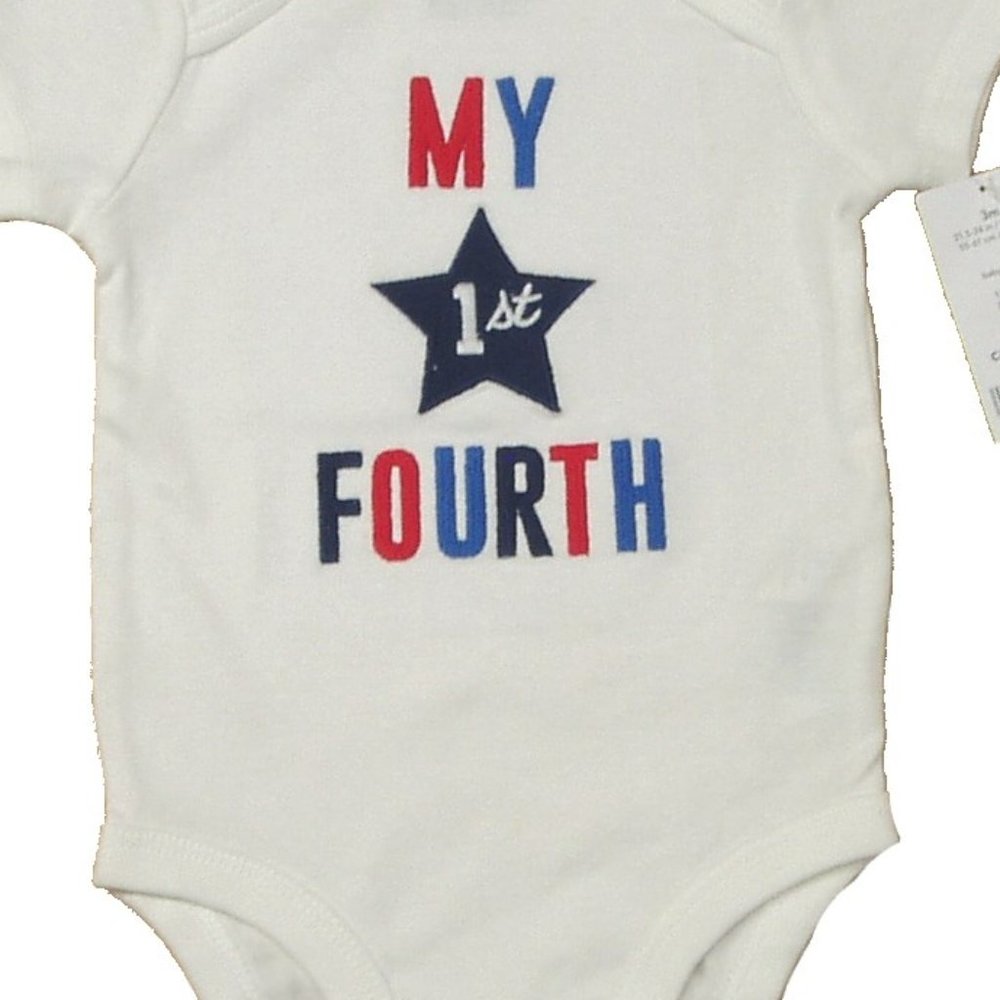 White My 1st Fourth Patriotic Bodysuit Independence Day Boys Girls - Picture 2 of 4